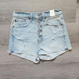 NWT American Eagle Women's High Rise Mom Short Light Blue Denim Size 2
